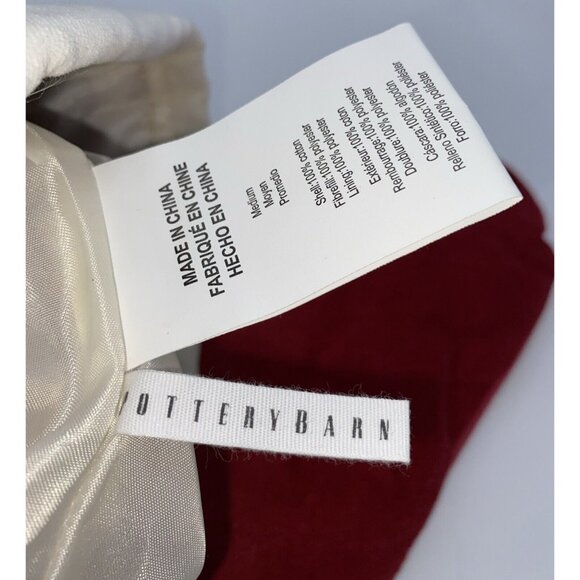 Pottery Barn Henry Velvet Stocking Christmas Monogram Holiday Xmas Red Cream - Picture 7 of 12